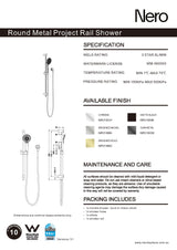 Nero Round Metal Project Rail Shower Chrome NR318CH