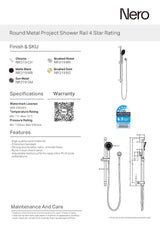 Nero Round Metal Shower Rail Chrome NR319CH