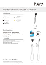 Nero Round Shower On Bracket Matte Black NR320MB