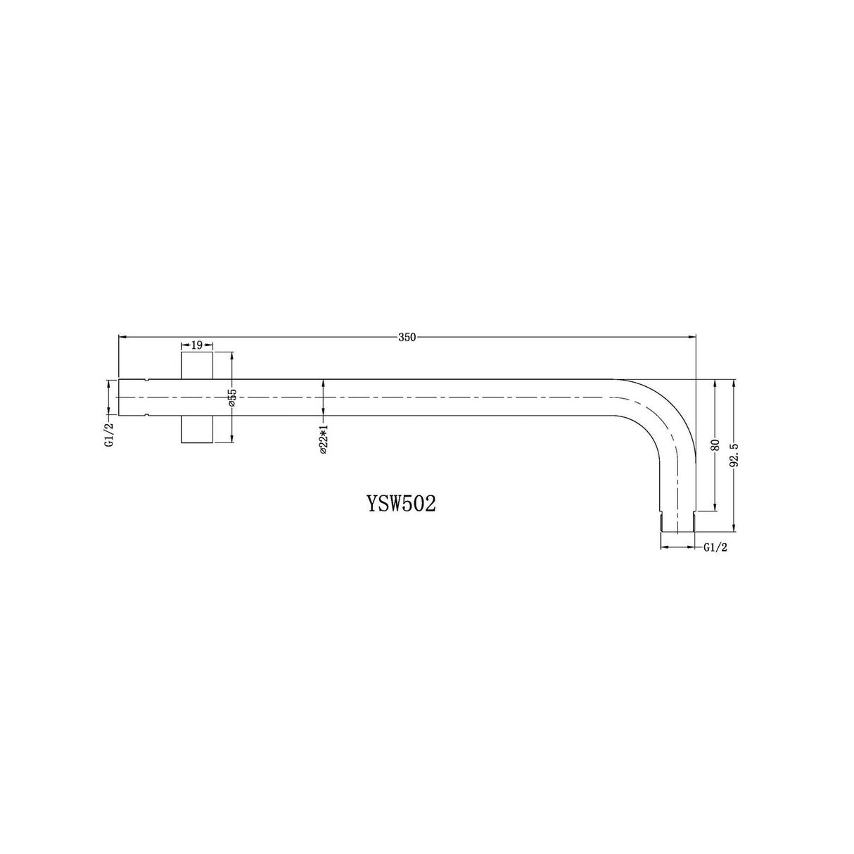 Nero NR502MW Round Wall Shower Arm - Matte White