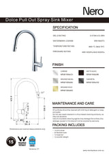 Nero Dolce Pull Out Sink Mixer With Vegie Spray Function Matte Black NR581009cMB
