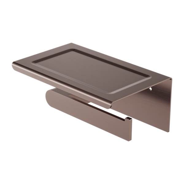 Nero NR9086aBZ Bianca Toilet Roll Holder with Shelf - Brushed Bronze