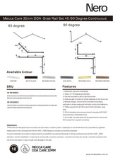 Nero Mecca Care 32mm Dda Toilet Grab Rail Set 45 Degree Continuous 750X965X1025mm Gun Metal NRCR3245CGM