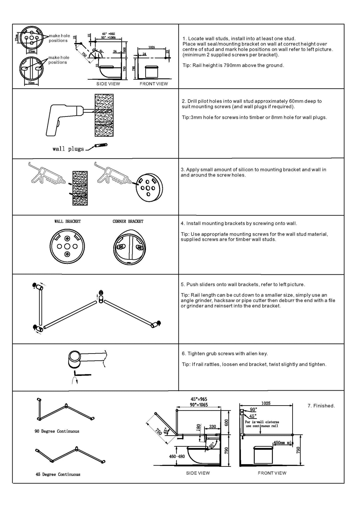 Nero Mecca Care 32mm Dda Toilet Grab Rail Set 45 Degree Continuous 750X965X1025mm Gun Metal NRCR3245CGM