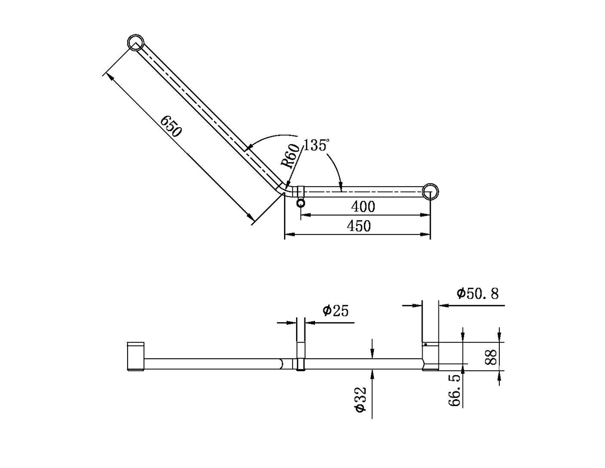 Nero NRCR3245DBZ Mecca Care 32mm Ambulant 45 Degree Bent Tube Grab Rail - Brushed Bronze