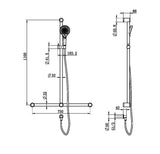 Nero NRCS006BG Mecca Care 32mm T Bar Grab Rail and Adjustable Shower Set - Brushed Gold
