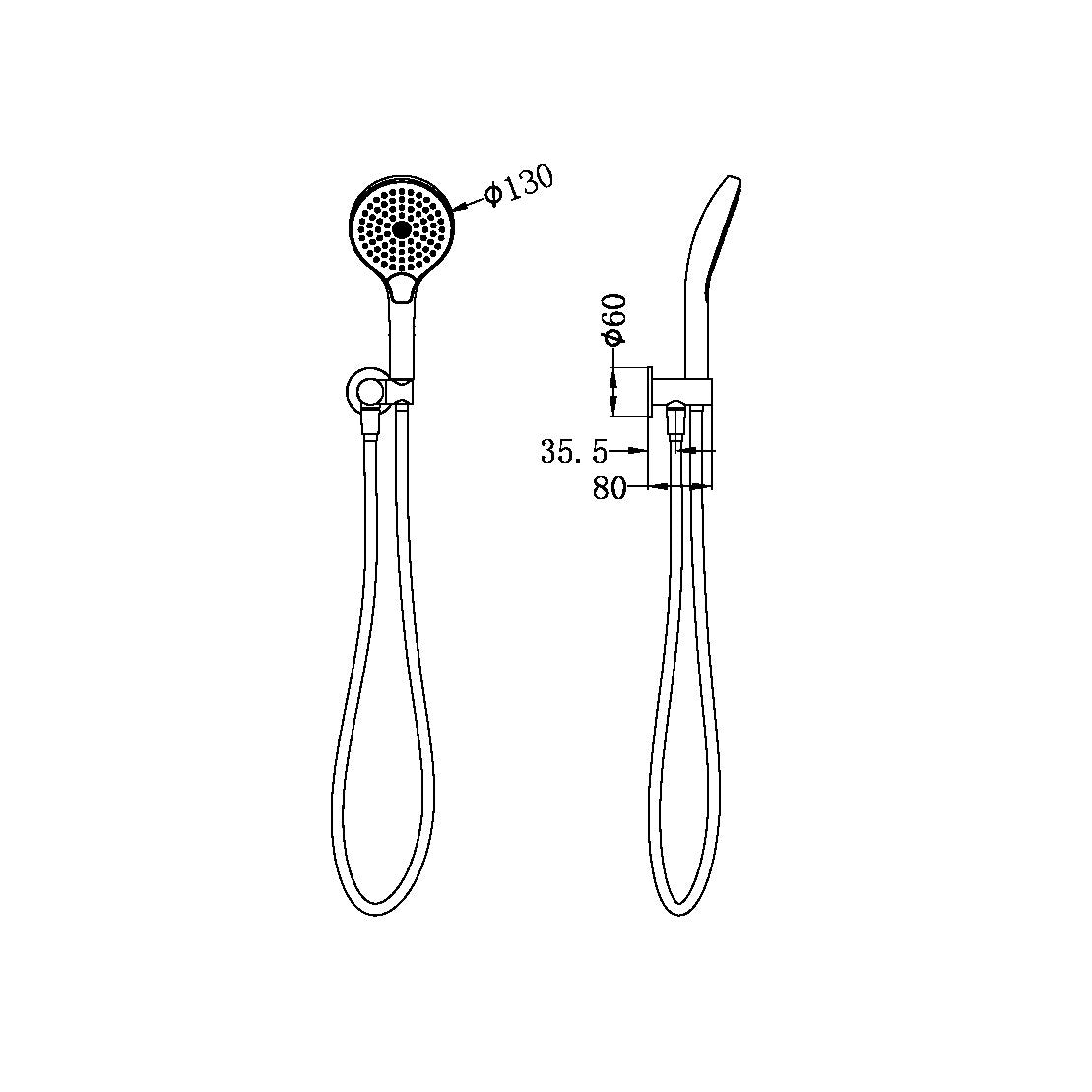 Nero NR221905FGM Mecca Shower Bracket with Air Shower II - Gunmetal