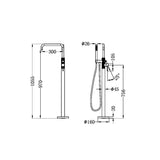 Nero NR251903AGR Opal Freestanding Bath Mixer with Handshower - Graphite