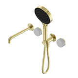 Nero Serenity Progressive Shower System w/ Spout w/ Carrara Handle And Serenity Hand Shower Brushed Gold 24E013BG