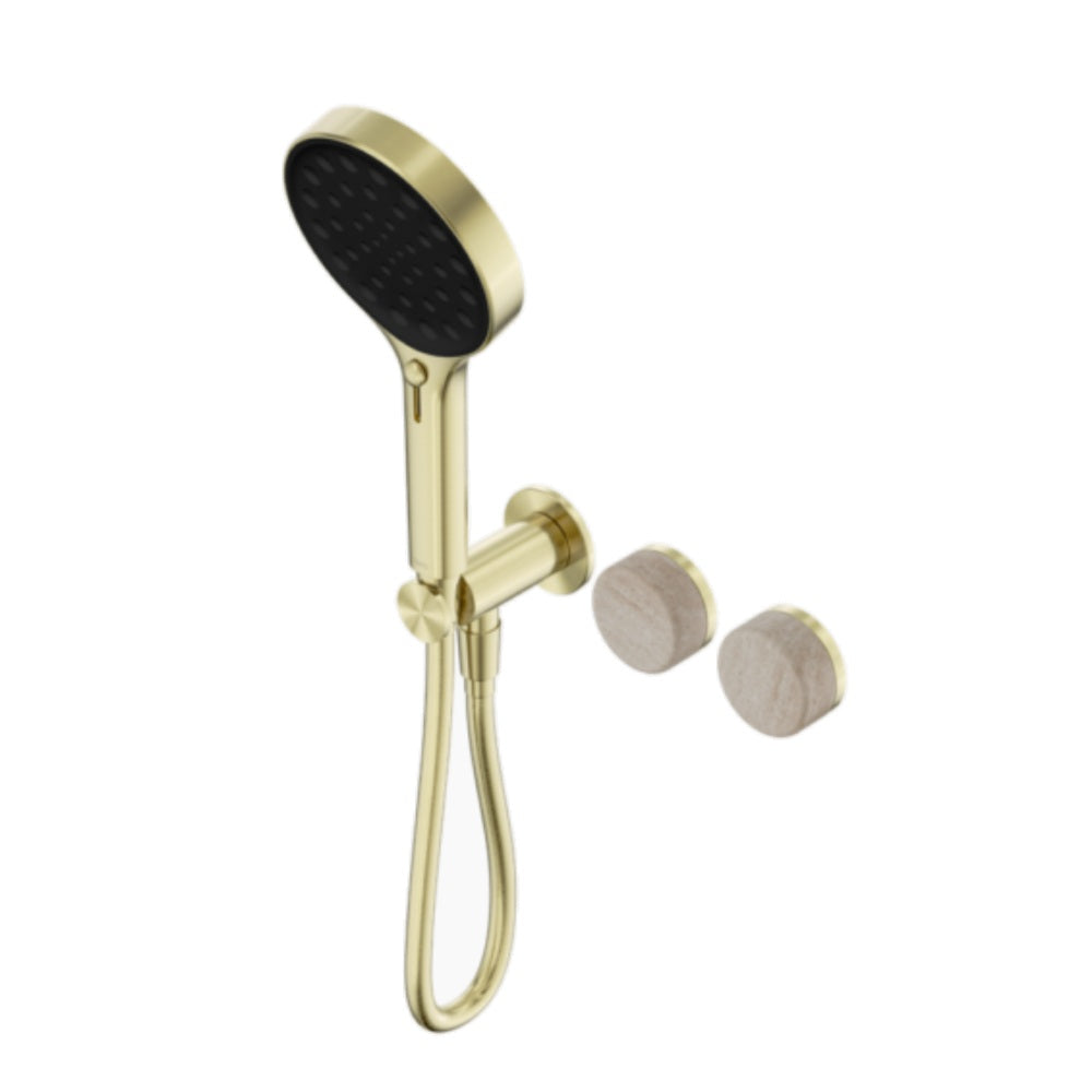 Nero Serenity Progressive Shower System w/ Rome Travertine Handle And Serenity Hand Shower Brushed Gold 24E027BG