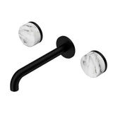 Nero Serenity Wall Basin Set 185mm Spout w/ Arabescato Corchia Handle Matte Black 24D044MB