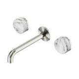 Nero Serenity Wall Basin Set 160mm Spout w/ Arabescato Corchia Handle Brushed Nickel 24D038BN