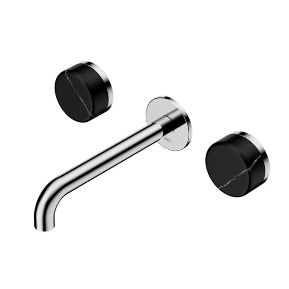 Nero Serenity Wall Basin Set 185mm Spout w/ Marquina Black Handle Chrome 24D122CH