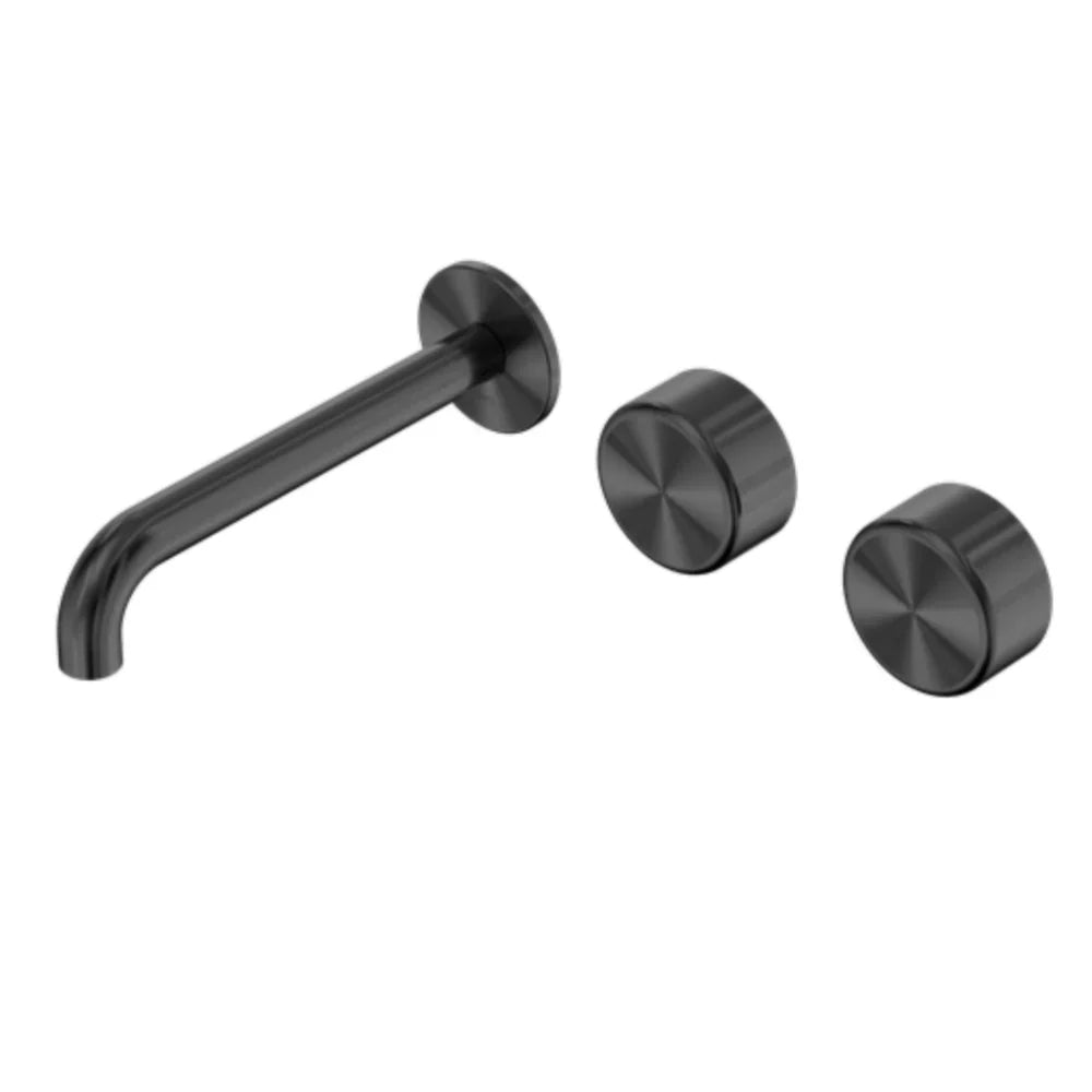 Nero Serenity Wall Basin Set 160mm Offset Spout w/ Metal Handle Gunmetal 24D058GM