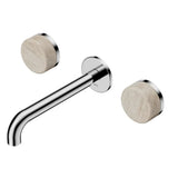 Nero Serenity Wall Basin Set 185mm Spout w/ Rome Travertine Handle Chrome 24D043CH