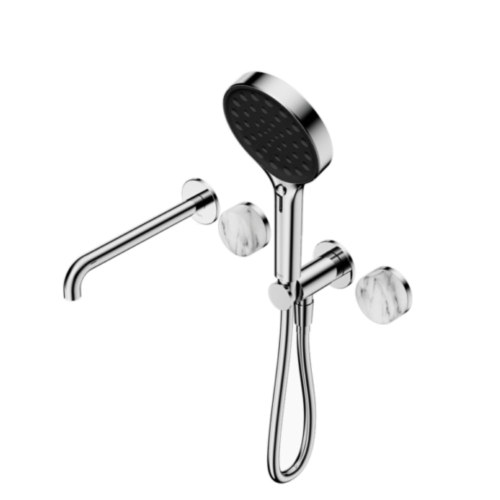 Nero Serenity Progressive Shower System w/ Spout w/ Arabescato Corchia Handle And Serenity Hand Shower Chrome 24E016CH