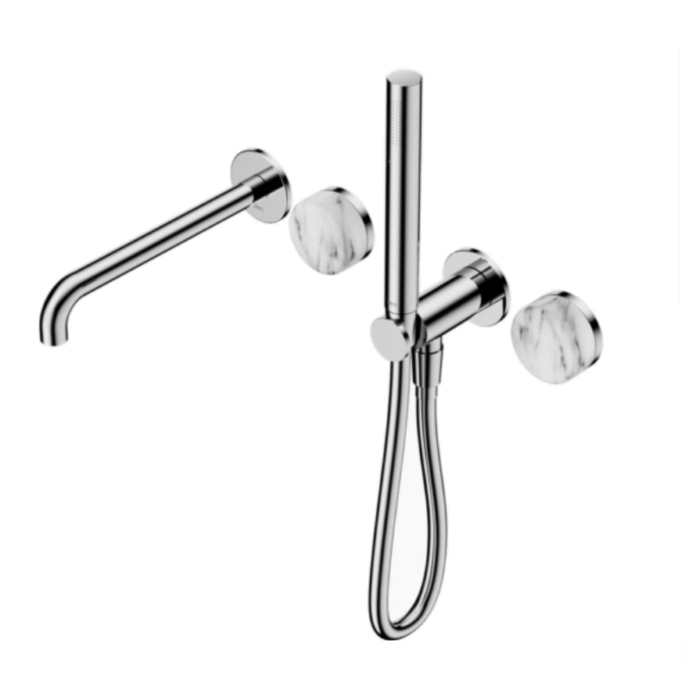 Nero Serenity Progressive Shower System w/ Spout w/ Arabescato Corchia Handle And Slim Shower Chrome 24E010CH