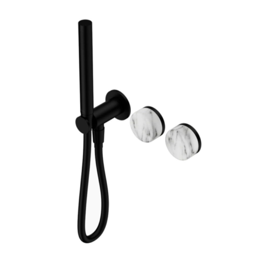 Nero Serenity Progressive Shower System w/ Arabescato Corchia Handle And Slim Shower Matte Black 24E022MB