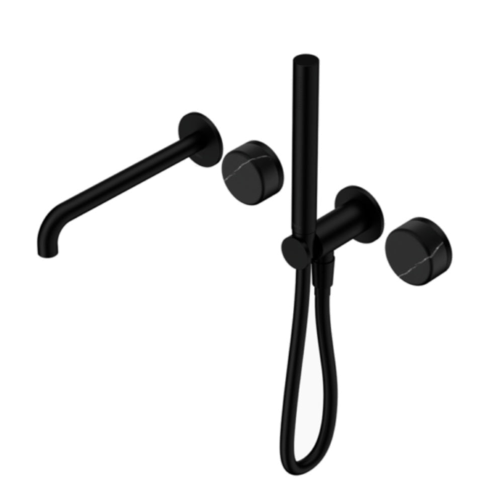 Nero Serenity Progressive Shower System w/ Spout w/ Marquina Black Handle And Slim Shower Matte Black 24E129MB