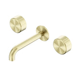 Nero Serenity Wall Basin Set 220mm Spout w/ Metal Handle Brushed Gold 24D052BG