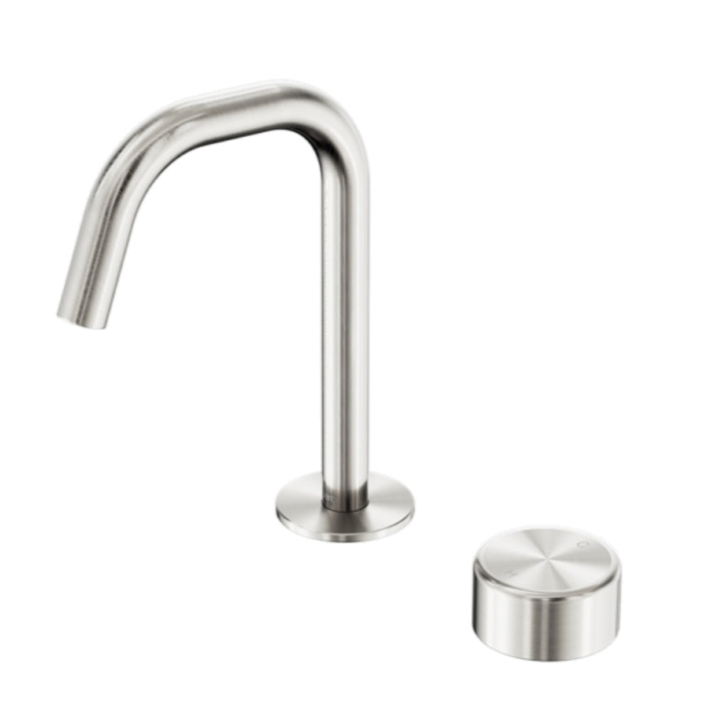Nero Serenity Progressive Basin Mixer Edge Spout w/ Metal Handle Brushed Nickel 24E048BN