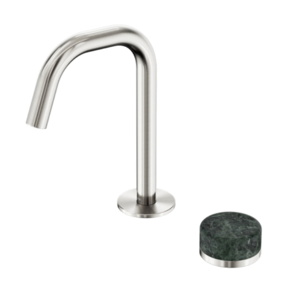 Nero Serenity Progressive Basin Mixer Edge Spout w/ Verde Alpi Handle Brushed Nickel 24E044BN
