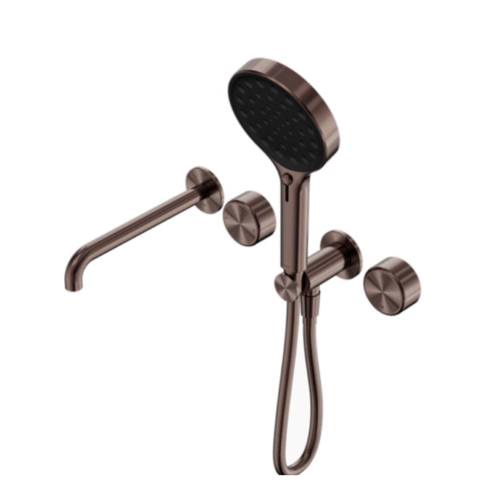 Nero Serenity Progressive Shower System w/ Spout w/ Metal Handle And Serenity Hand Shower Brushed Bronze 24E018BZ
