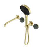 Nero Serenity Progressive Shower System w/ Spout w/ Verde Alpi Handle And Serenity Hand Shower Brushed Gold 24E014BG