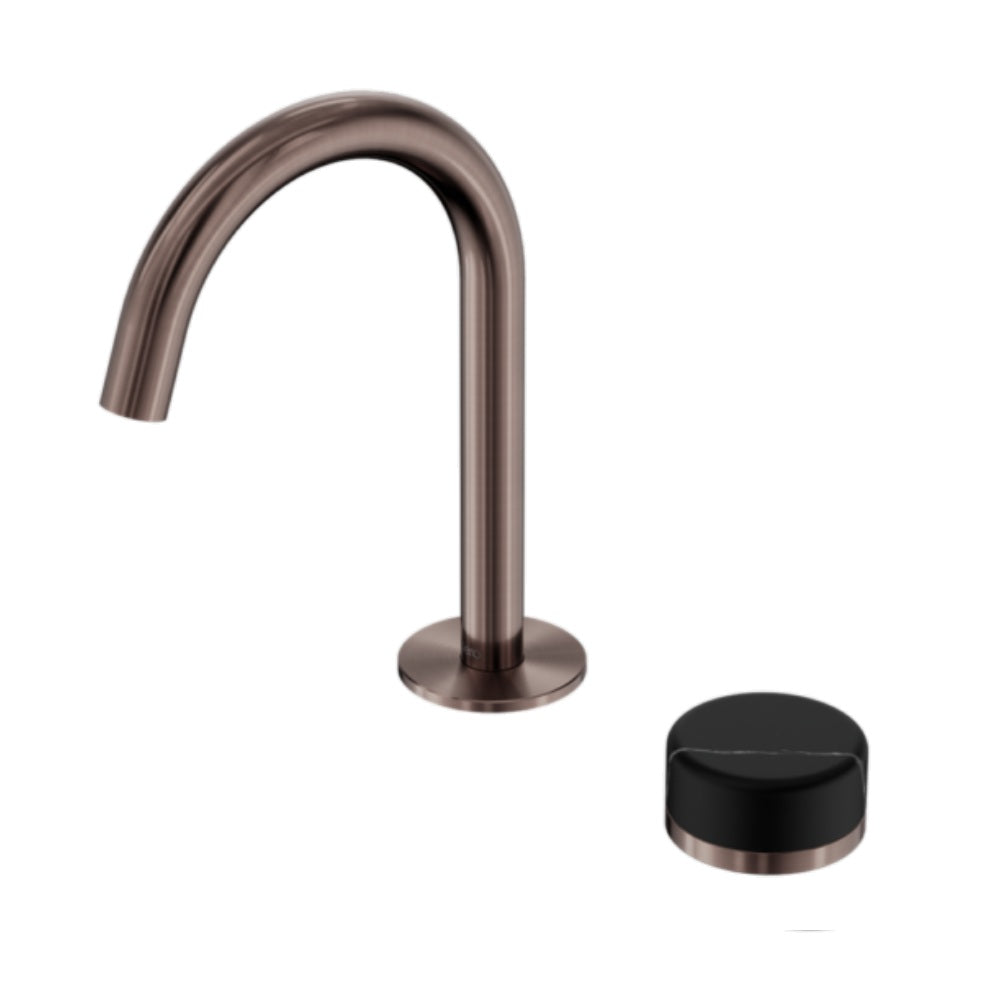 Nero Serenity Progressive Basin Mixer Arc Spout w/ Marquina Black Handle Brushed Bronze 24E133BZ