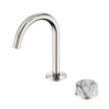 Nero Serenity Progressive Basin Mixer Arc Spout w/ Arabescato Corchia Handle Brushed Nickel 24E034BN