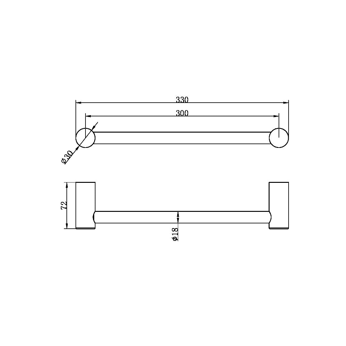Nero NR1680AGR ZEN SS316L Hand Towel Rail - Graphite