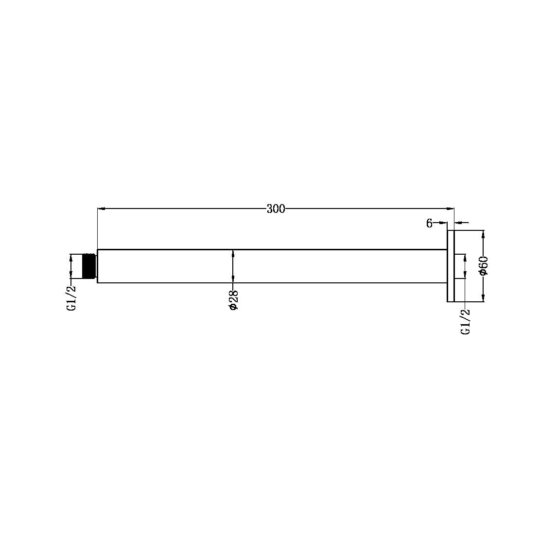 Nero NR510GR ZEN SS316L Round Ceiling Arm - Graphite