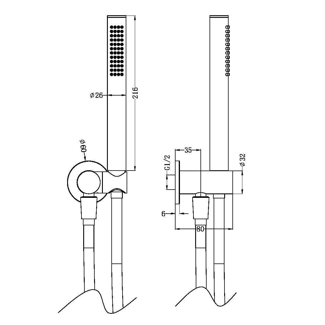 Nero ZEN SS316L Outdoor Shower on  Bracket - Brushed Bronze