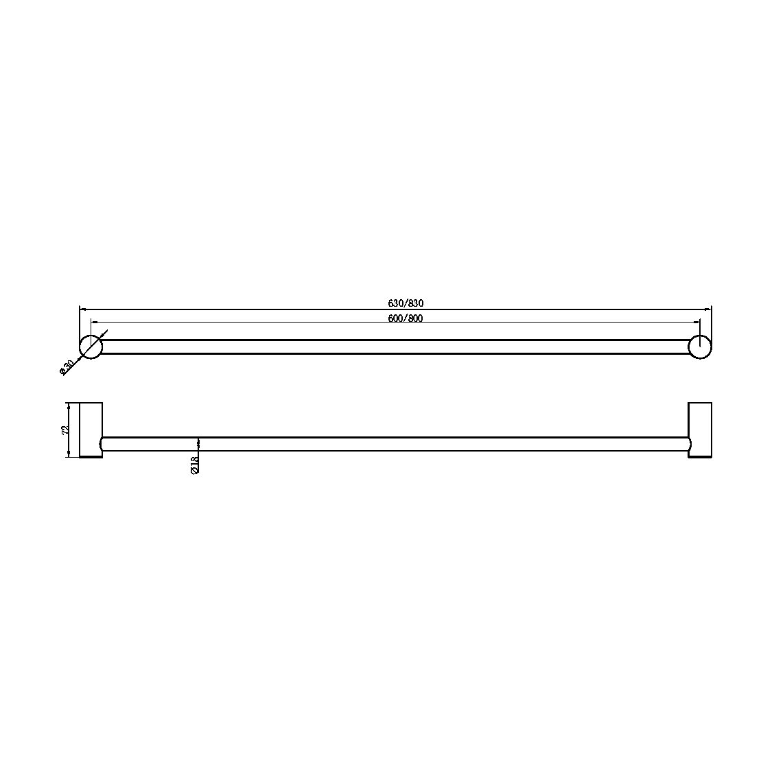 Nero ZEN SS316L Single Towel Rail - Brushed Nickel