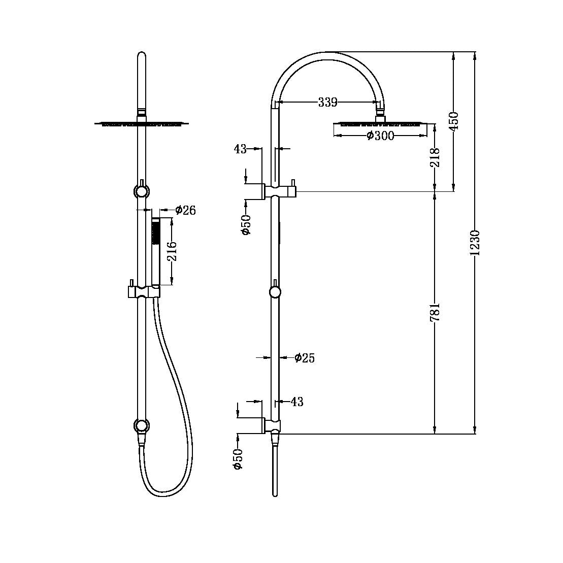 Nero ZEN SS316L Twin Outdoor Shower - Brushed Gold