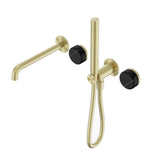 Nero Serenity Progressive Shower System w/ Spout w/ Marquina Black Handle And Slim Shower Brushed Gold 24E129BG
