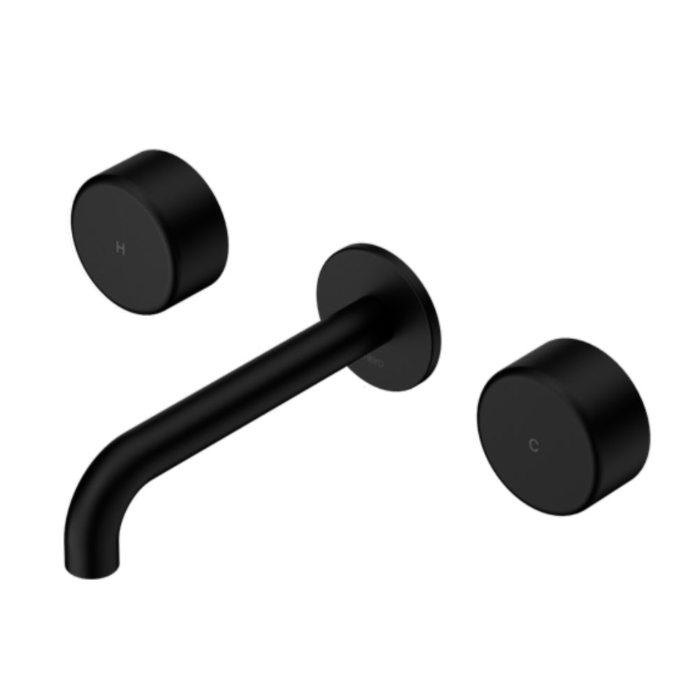 Nero Serenity Wall Basin Set 220mm Spout w/ Metal Handle Matte Black 24D052MB