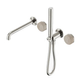 Nero Serenity Progressive Shower System w/ Spout w/ Rome Travertine Handle And Slim Shower Brushed Nickel 24E009BN