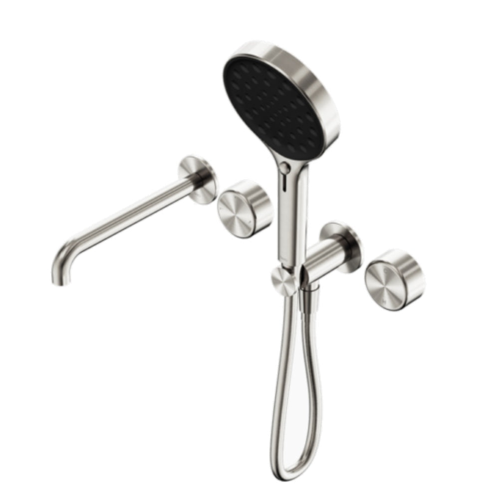 Nero Serenity Progressive Shower System w/ Spout w/ Metal Handle And Serenity Hand Shower Brushed Nickel 24E018BN