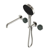 Nero Serenity Progressive Shower System w/ Spout w/ Verde Alpi Handle And Serenity Hand Shower Brushed Nickel 24E014BN