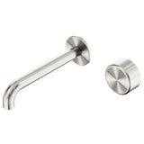 Nero Serenity Progressive Wall Basin Mixer 185mm Spout w/ Metal Handle Brushed Nickel 24E072BN