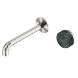 Nero Serenity Progressive Wall Basin Mixer 220mm Spout w/ Verde Alpi Handle Brushed Nickel 24E074BN