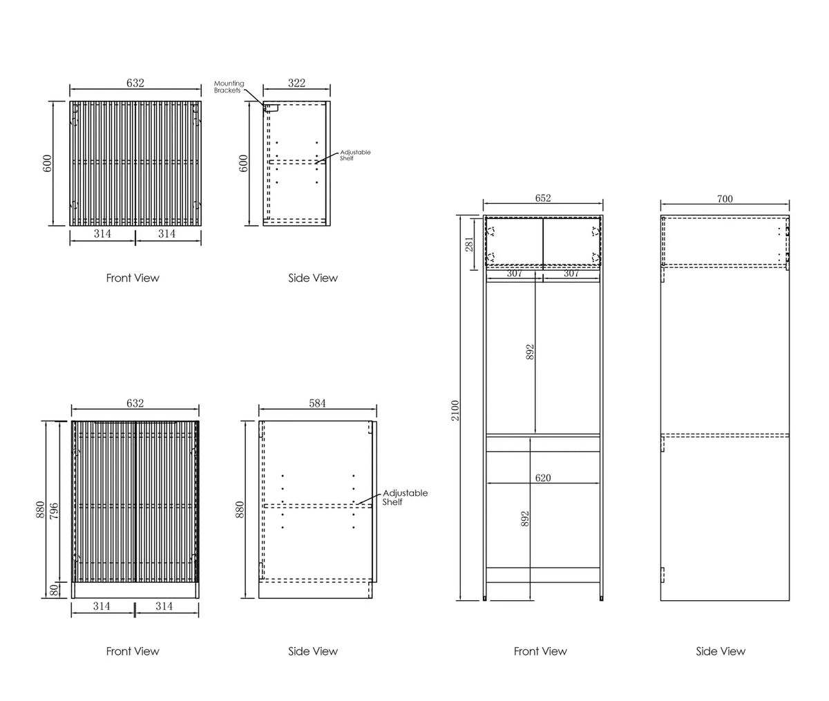 Otti Noosa 1960x600x2100 White Laundry Kit