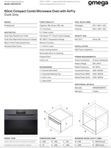 Omega OBOC6011G 60cm 11 Function Compact Combi Microwave, Dusk Grey