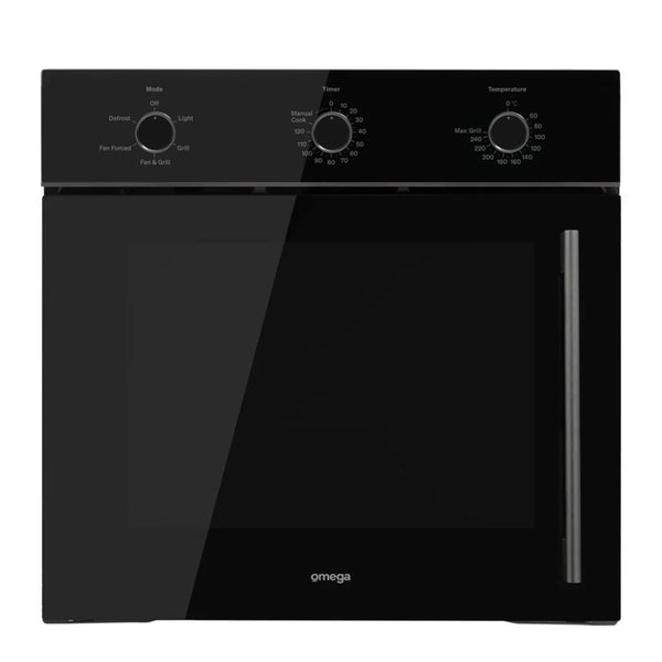 Omega OBOS605ML 60cm Black 5 Function Side-Opening Oven, Left Hinge