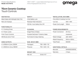 Omega Occ704Tz 70Cm Ceramic Cooktop Touch Controls - Special Order