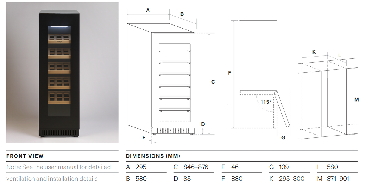 Omega OCW18SB 18 Bottle Single Zone Wine Cabinet