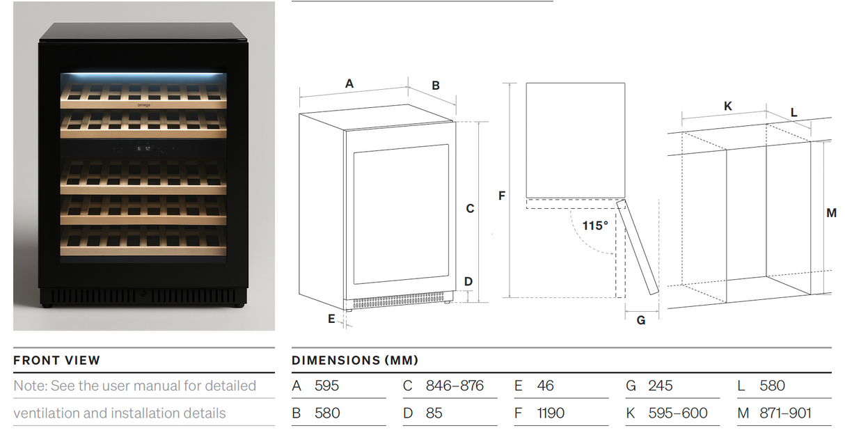 Omega OCW46DB 46 Bottle Dual Zone Wine Cabinet
