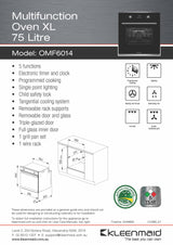 Kleenmaid OMF6014 60cm Multifunction Oven