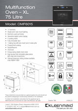 Kleenmaid OMF6015 60cm Multifunction Oven